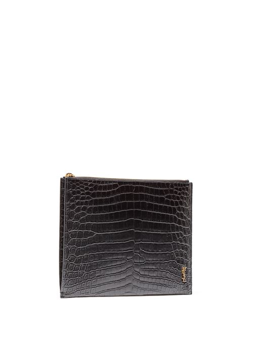 Saint Laurent 607779 DZE0W1000 Pochette Monogram in Pelle Opaca Goffrata Coccodrillo SAINT LAURENT | 607779 DZE0W1000